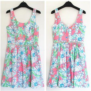 NWT Lilly Pulitzer Green Splash Strapless Cotton Dress, 4.  Picture shows Print.
